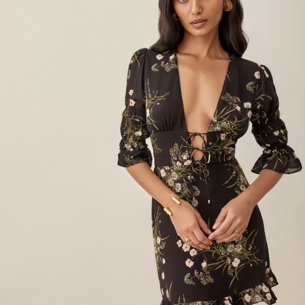 Reformation Laurelei Dress in Veuve Silk Mini Dress